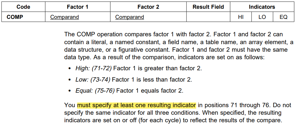 Opcode comp