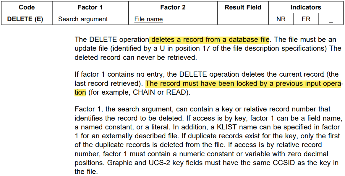 OPcode delete