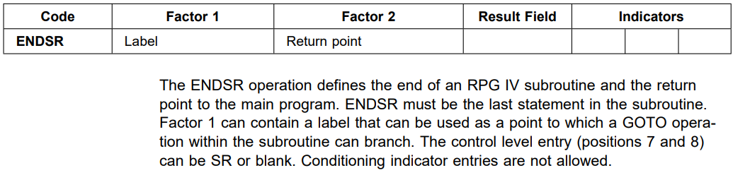 Opcode endsr