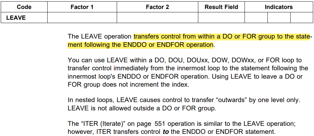 Opcode leave