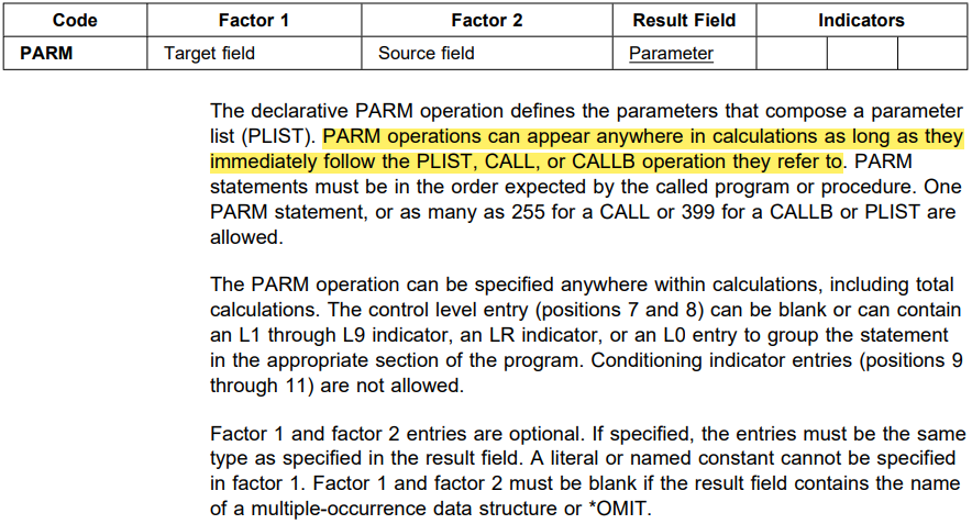 Opcode parm