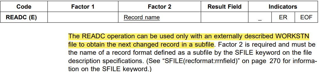 Opcode readc