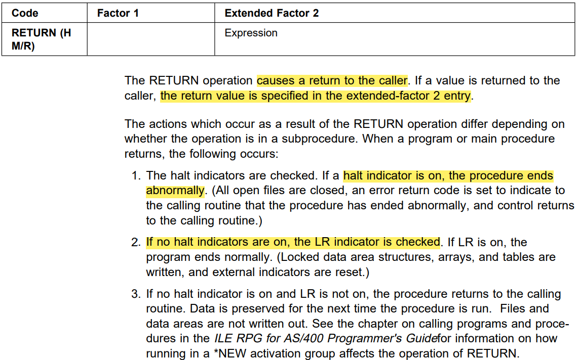 Opcode return