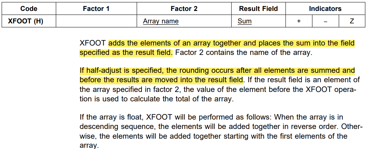 Opcode xfoot