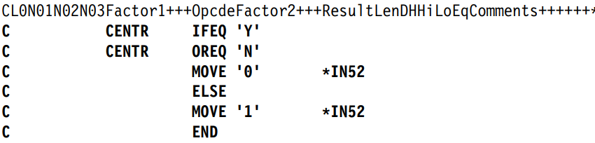 ตัวอย่างภาษา RPG If-else statement